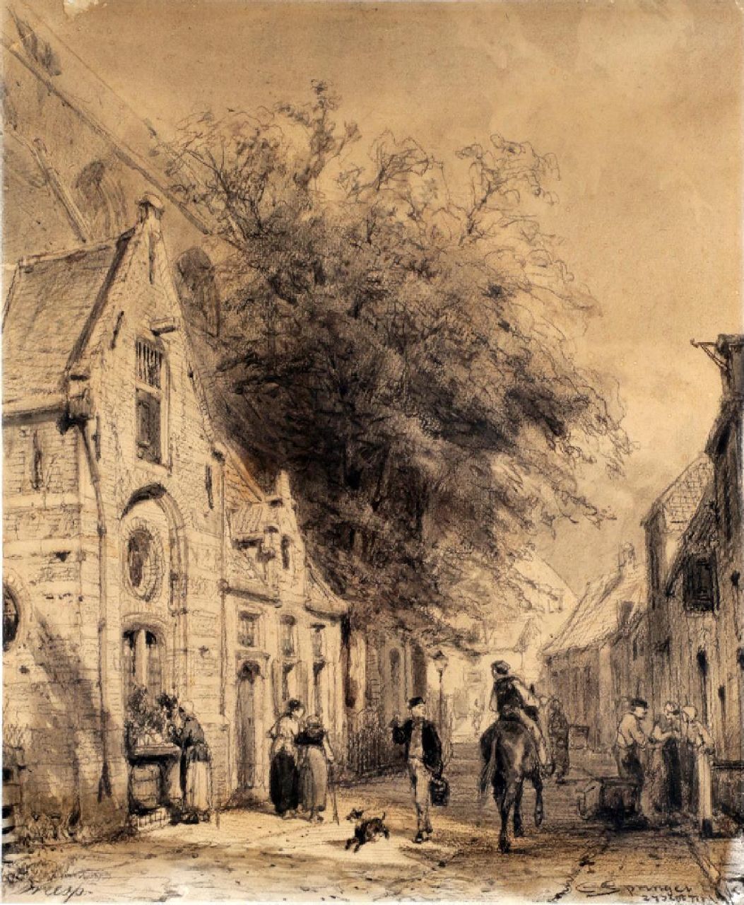 Springer C. | Cornelis Springer, De kapel aan de kerk te Weesp, grafiet en inkt op papier 47,8 x 40,2 cm, gesigneerd rechtsonder en gedateerd 27 Sept. '77 Springer C. | Cornelis Springer, De kapel aan de kerk te Weesp, grafiet en inkt op papier 47,8 x 40,2 cm, gesigneerd rechtsonder en gedateerd 27 Sept. '77