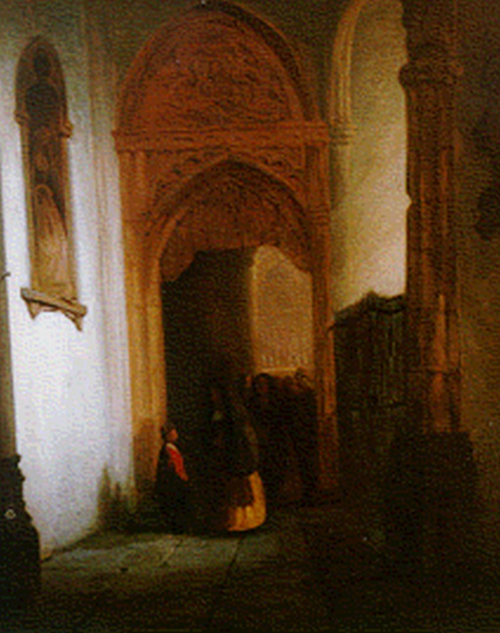 Tetar van Elven J.B.  | Jan 'Johannes' Baptist Tetar van Elven, Het uitgaan van de mis, olieverf op paneel 50,2 x 38,8 cm, gesigneerd linksonder
