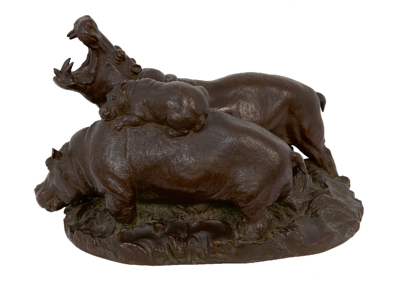 Jarl O. | Otto Jarl | Beelden en objecten te koop aangeboden | Nijlpaardenfamilie, brons 18,0 x 31,0 cm, gesigneerd op de basis Jarl O. | Otto Jarl | Beelden en objecten te koop aangeboden | Nijlpaardenfamilie, brons 18,0 x 31,0 cm, gesigneerd op de basis