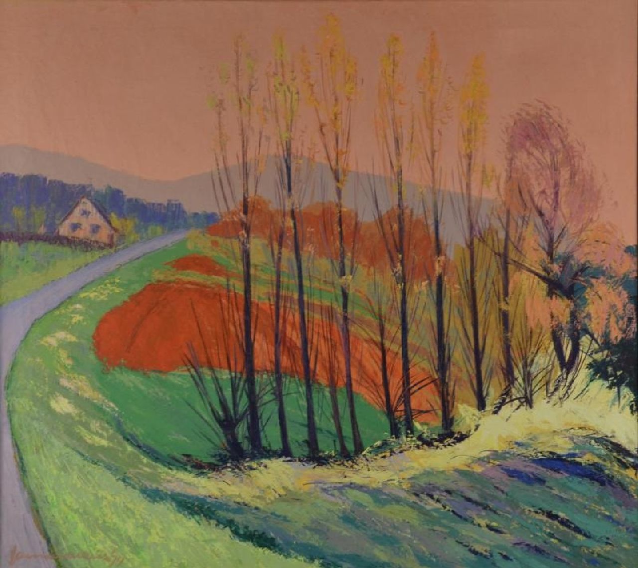 Vries J. de | Jannes de Vries, Voorjaar in Altdorf Hagenhausen, Beieren, olieverf op doek 80,5 x 90,0 cm, gesigneerd linksonder en gedateerd '74