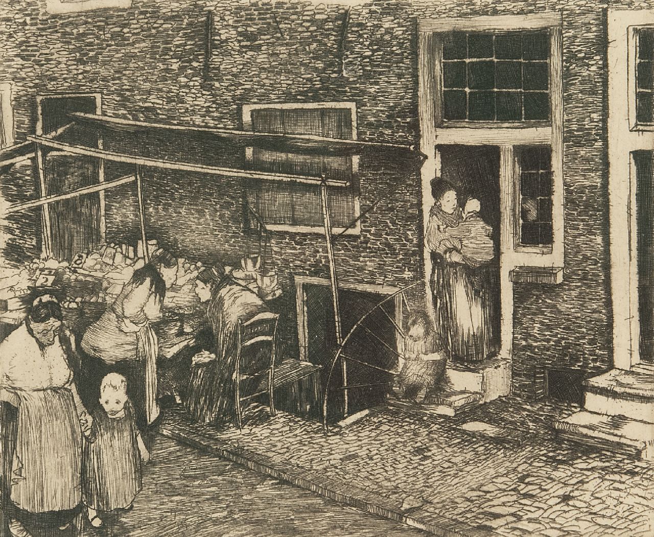 Hem P. van der | Pieter 'Piet' van der Hem | Grafiek te koop aangeboden | Straatje in Amsterdam, ets 14,3 x 17,3 cm, gesigneerd rechtsonder en gedateerd 30 jan. 1911 Hem P. van der | Pieter 'Piet' van der Hem | Grafiek te koop aangeboden | Straatje in Amsterdam, ets 14,3 x 17,3 cm, gesigneerd rechtsonder en gedateerd 30 jan. 1911