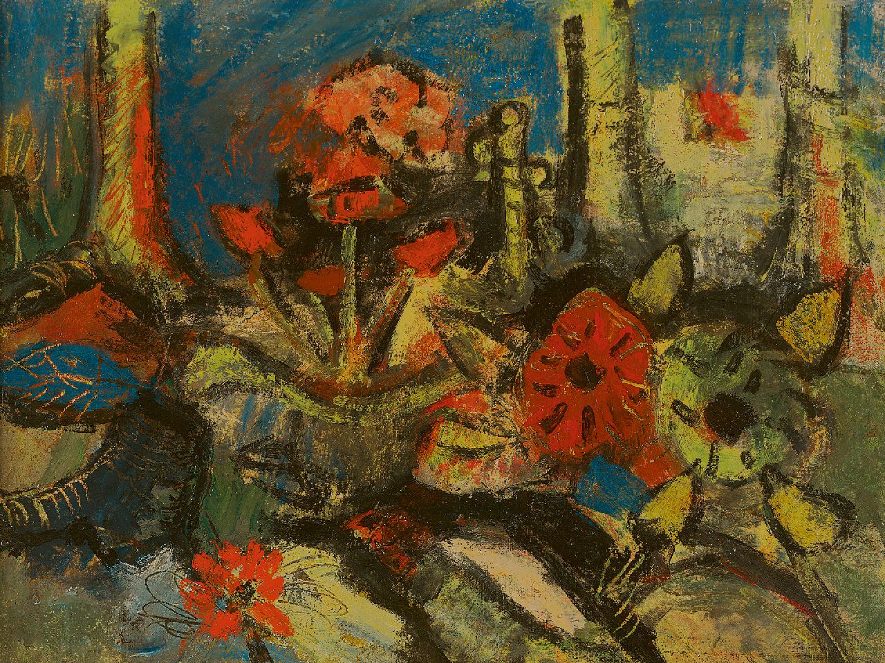 Kruyder H.J. | 'Herman' Justus Kruyder | Schilderijen te koop aangeboden | Bosbloemen, olieverf op doek 30,7 x 40,4 cm, te dateren ca. 1925 Kruyder H.J. | 'Herman' Justus Kruyder | Schilderijen te koop aangeboden | Bosbloemen, olieverf op doek 30,7 x 40,4 cm, te dateren ca. 1925