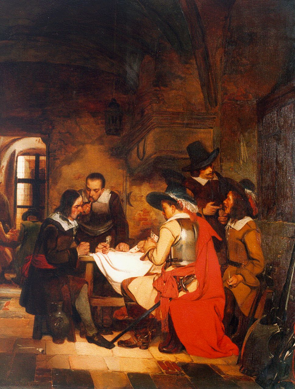 Willems F.  | Franciscus Willems, De kaartspelers, olieverf op paneel 99,0 x 81,0 cm, gesigneerd linksonder en gedateerd 1842