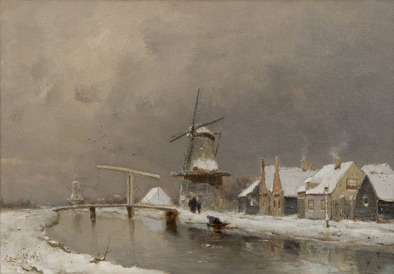 Apol L.F.H. | Lodewijk Franciscus Hendrik 'Louis' Apol | Schilderijen te koop aangeboden | Gezicht op een winters dorpje aan een rivier, olieverf op doek 35,3 x 50,2 cm, gesigneerd linksonder en te dateren ca. 1873 Apol L.F.H. | Lodewijk Franciscus Hendrik 'Louis' Apol | Schilderijen te koop aangeboden | Gezicht op een winters dorpje aan een rivier, olieverf op doek 35,3 x 50,2 cm, gesigneerd linksonder en te dateren ca. 1873