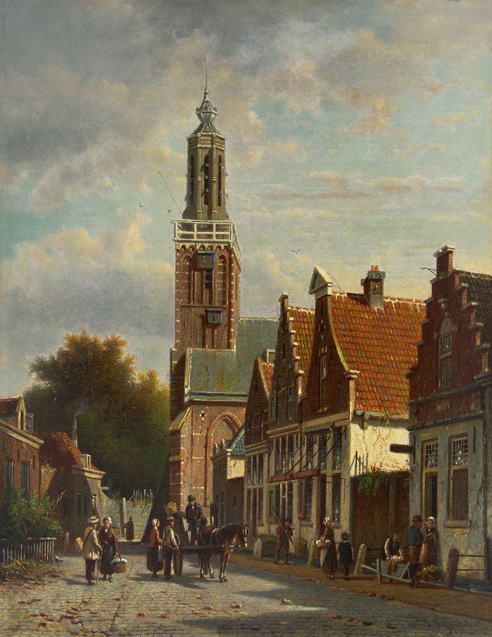 Spohler J.F. | Johannes Franciscus Spohler | Schilderijen te koop aangeboden | Gezicht op Lingerzijde te Edam met de toren van de Onze-Lieve-Vrouwekerk, olieverf op doek 45,3 x 35,4 cm, gesigneerd rechtsonder Spohler J.F. | Johannes Franciscus Spohler | Schilderijen te koop aangeboden | Gezicht op Lingerzijde te Edam met de toren van de Onze-Lieve-Vrouwekerk, olieverf op doek 45,3 x 35,4 cm, gesigneerd rechtsonder