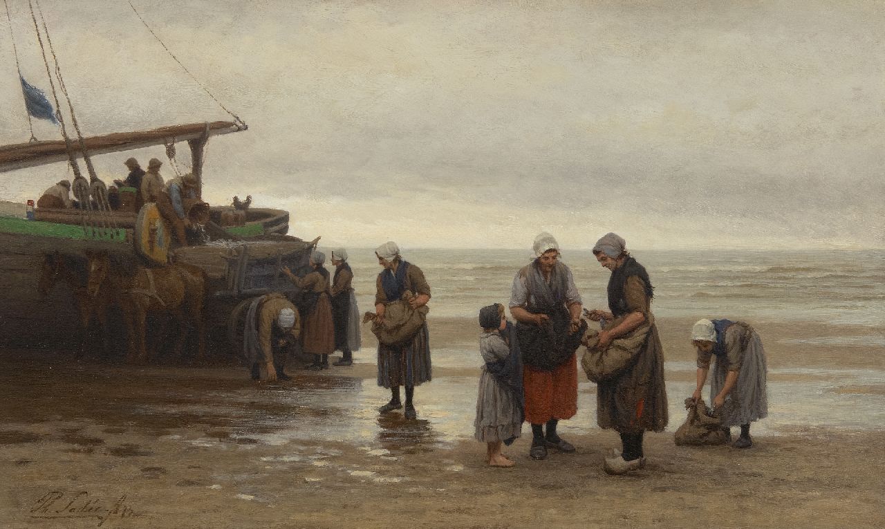Sadée P.L.J.F. | Philip Lodewijk Jacob Frederik Sadée, Het deel der armen, olieverf op paneel 31,3 x 52,0 cm, gesigneerd linksonder en gedateerd '73 Sadée P.L.J.F. | Philip Lodewijk Jacob Frederik Sadée, Het deel der armen, olieverf op paneel 31,3 x 52,0 cm, gesigneerd linksonder en gedateerd '73