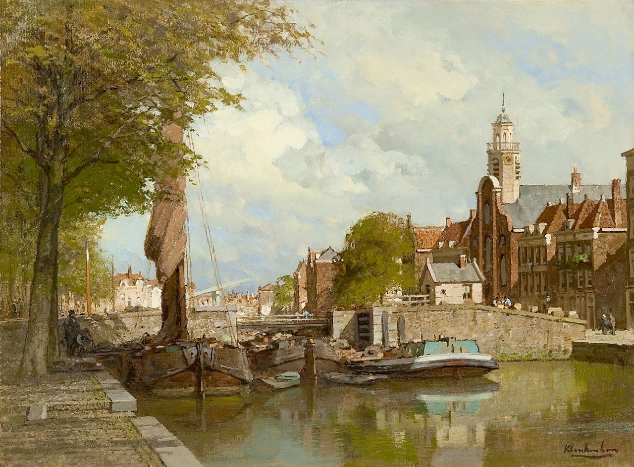 Klinkenberg J.C.K. | Johannes Christiaan Karel Klinkenberg, Zonnig gezicht op de Voorhaven, in Delfshaven, Rotterdam, olieverf op doek 39,8 x 53,4 cm, gesigneerd rechtsonder Klinkenberg J.C.K. | Johannes Christiaan Karel Klinkenberg, Zonnig gezicht op de Voorhaven, in Delfshaven, Rotterdam, olieverf op doek 39,8 x 53,4 cm, gesigneerd rechtsonder