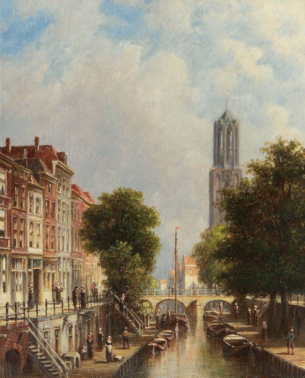 Vertin P.G. | Petrus Gerardus Vertin, Stadsgezicht met de Domtoren van Utrecht, olieverf op doek 34,1 x 28,6 cm, gesigneerd linksonder Vertin P.G. | Petrus Gerardus Vertin, Stadsgezicht met de Domtoren van Utrecht, olieverf op doek 34,1 x 28,6 cm, gesigneerd linksonder