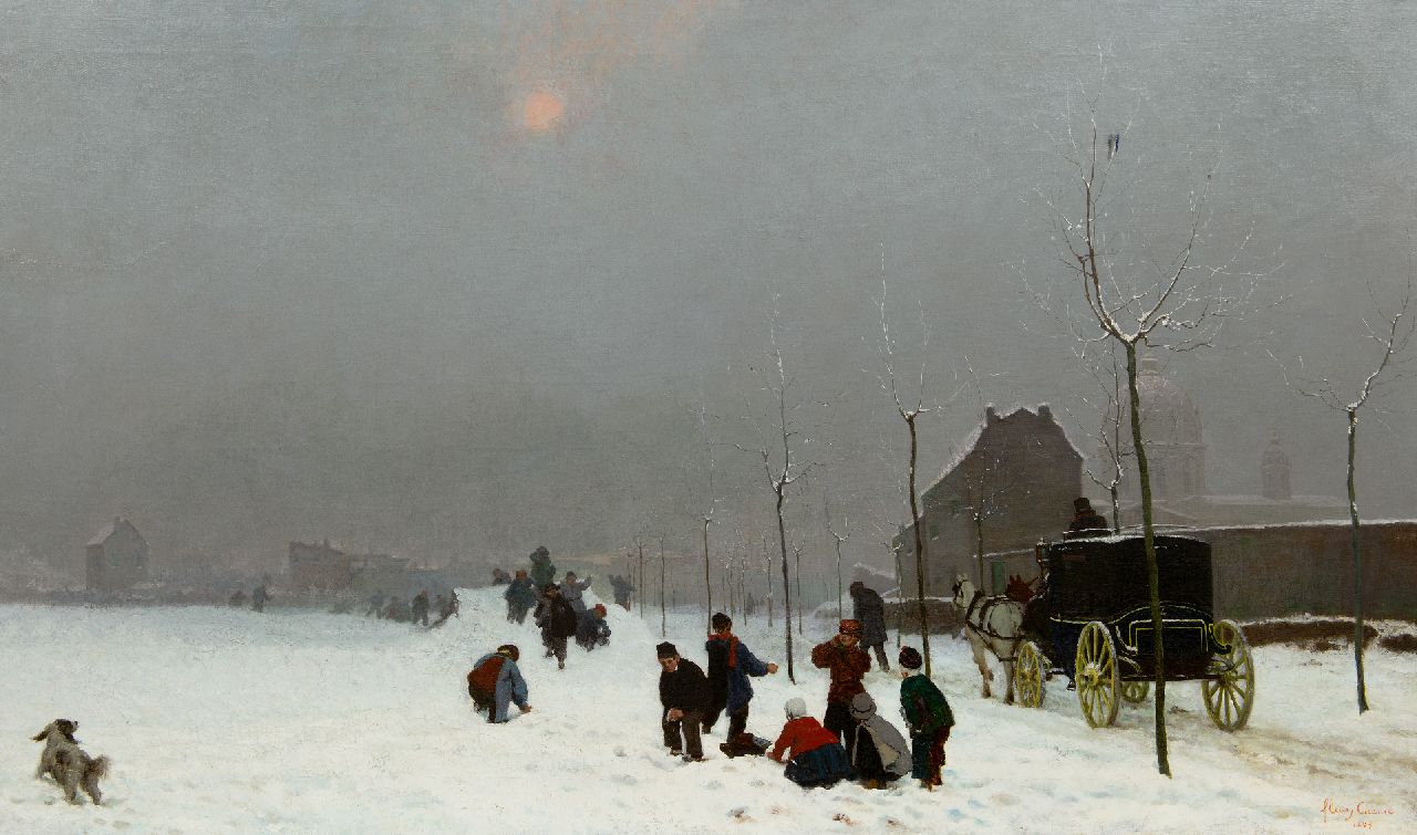 Chenu (Augustin Pierre Bienvenu Chenu) F.  | Fleury Chenu (Augustin Pierre Bienvenu Chenu), Sneeuwdag bij het Hotel-Dieu in Lyon, olieverf op doek 79,0 x 134,0 cm, gesigneerd rechtsonder en gedateerd 1867