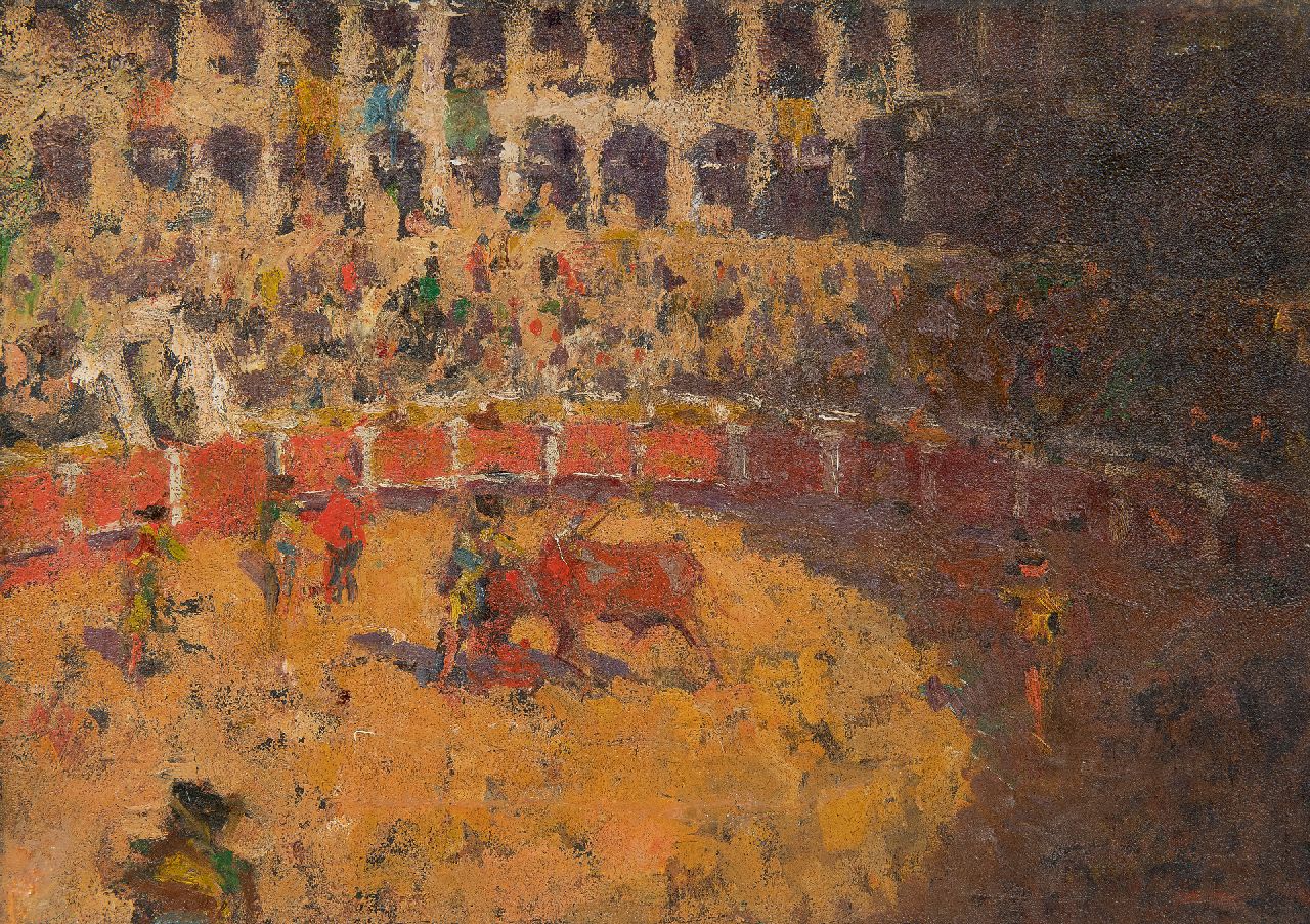 Europese School, begin 20e eeuw | Europese School, begin 20e eeuw | Schilderijen te koop aangeboden | Stierengevecht in de Arena las Ventas, Madrid, olieverf op doek 24,5 x 34,3 cm, zonder lijst Europese School, begin 20e eeuw | Europese School, begin 20e eeuw | Schilderijen te koop aangeboden | Stierengevecht in de Arena las Ventas, Madrid, olieverf op doek 24,5 x 34,3 cm, zonder lijst