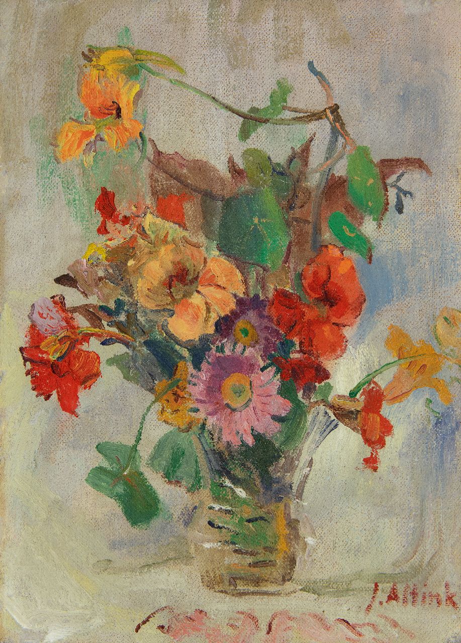 Altink J.  | Jan Altink, Zomerbloemen, olieverf op doek op board 39,5 x 28,3 cm, gesigneerd rechtsonder