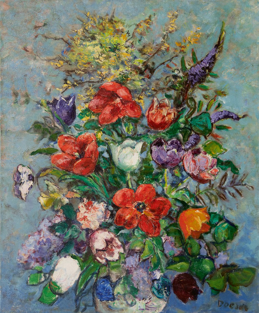 Doeser J.J. | 'Jacobus' Johannes Doeser | Schilderijen te koop aangeboden | Zomerbloemen, olieverf op doek 94,8 x 78,0 cm, gesigneerd rechtsonder Doeser J.J. | 'Jacobus' Johannes Doeser | Schilderijen te koop aangeboden | Zomerbloemen, olieverf op doek 94,8 x 78,0 cm, gesigneerd rechtsonder