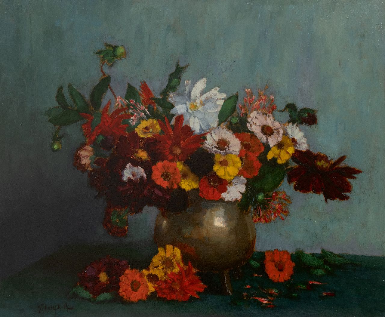Gottfried van Pelt | Bloemstilleven, olieverf op paneel, 82,8 x 75,5 cm, gesigneerd l.o.