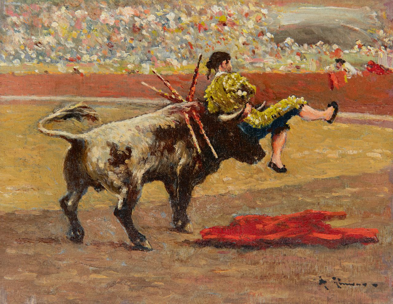 Gimeno A. | Andrés Gimeno | Schilderijen te koop aangeboden | Het Stierengevecht, olieverf op paneel 14,2 x 18,1 cm, gesigneerd rechtsonder Gimeno A. | Andrés Gimeno | Schilderijen te koop aangeboden | Het Stierengevecht, olieverf op paneel 14,2 x 18,1 cm, gesigneerd rechtsonder