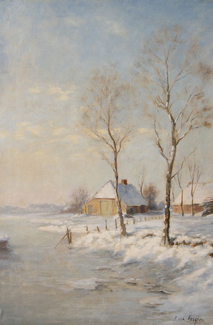 Kregten J.A.R.F. van | Johannes Aurelius Richard 'Fedor' van Kregten | Schilderijen te koop aangeboden | Boerderij in sneeuwlandschap, olieverf op doek 87,6 x 60,2 cm, gesigneerd rechtsonder en zonder lijst Kregten J.A.R.F. van | Johannes Aurelius Richard 'Fedor' van Kregten | Schilderijen te koop aangeboden | Boerderij in sneeuwlandschap, olieverf op doek 87,6 x 60,2 cm, gesigneerd rechtsonder en zonder lijst