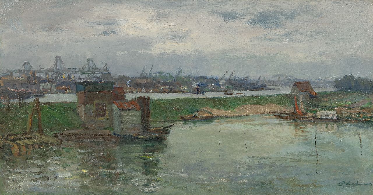 Schulman D. | David Schulman | Schilderijen te koop aangeboden | Gezicht op het Amsterdam-Rijnkanaal, olieverf op doek 40,5 x 75,0 cm, gesigneerd rechtsonder en te dateren 1960 Schulman D. | David Schulman | Schilderijen te koop aangeboden | Gezicht op het Amsterdam-Rijnkanaal, olieverf op doek 40,5 x 75,0 cm, gesigneerd rechtsonder en te dateren 1960