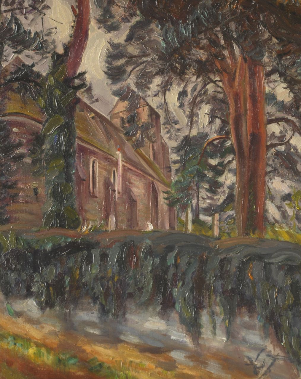 Fauconnier H.V.G. Le | 'Henri' Victor Gabriel Le Fauconnier, Het kerkje van Grosrouvre, Frankrijk, olieverf op doek 81,5 x 65,5 cm, te dateren ca. 1934-35 Fauconnier H.V.G. Le | 'Henri' Victor Gabriel Le Fauconnier, Het kerkje van Grosrouvre, Frankrijk, olieverf op doek 81,5 x 65,5 cm, te dateren ca. 1934-35