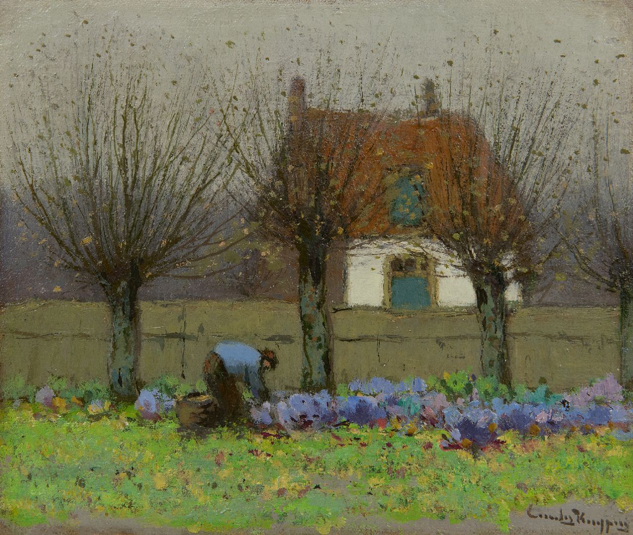 Kuijpers C.  | Cornelis Kuijpers, Het koolveldje, olieverf op doek op paneel 20,6 x 23,8 cm, gesigneerd rechtsonder