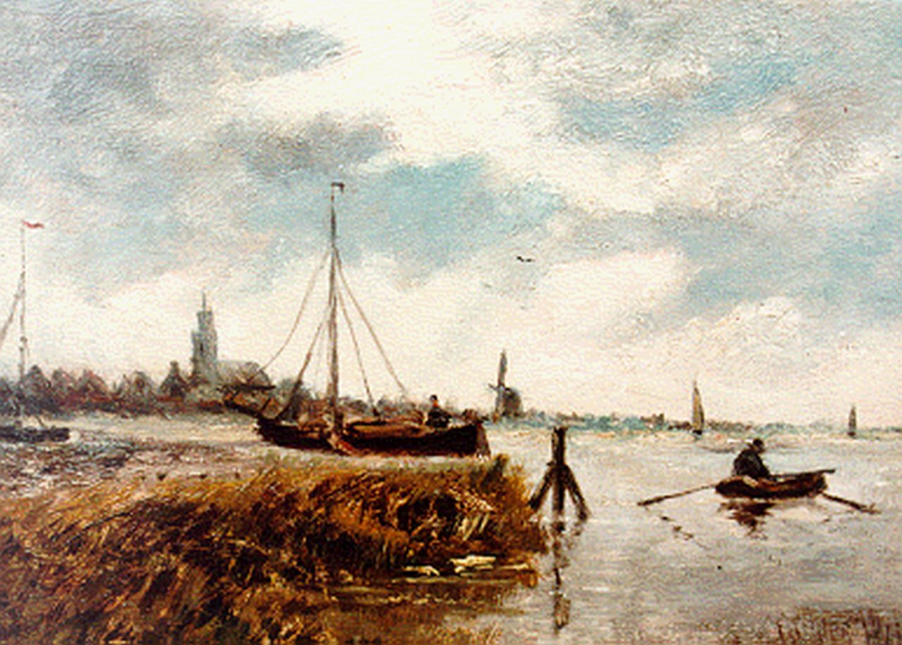 Oosterzee H.A. van | Hermannus Adrianus van Oosterzee, Riviergezichtje, olieverf op paneel 12,5 x 17,4 cm, gesigneerd rechtsonder Oosterzee H.A. van | Hermannus Adrianus van Oosterzee, Riviergezichtje, olieverf op paneel 12,5 x 17,4 cm, gesigneerd rechtsonder