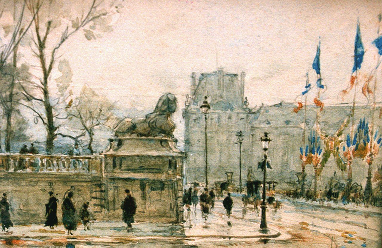 Leverd R. | René Leverd, Le Pont Alexandre III te Parijs, gemengde techniek op papier 14,0 x 18,5 cm, gesigneerd rechtsonder Leverd R. | René Leverd, Le Pont Alexandre III te Parijs, gemengde techniek op papier 14,0 x 18,5 cm, gesigneerd rechtsonder