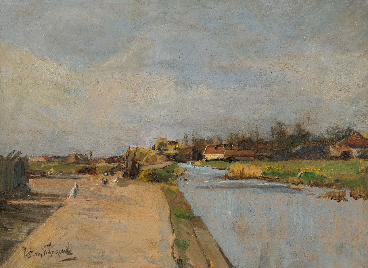 Wijngaerdt P.T. van | Petrus Theodorus 'Piet' van Wijngaerdt | Schilderijen te koop aangeboden | Gezicht op de Amstelveenseweg bij Amsterdam, olieverf op board 37,0 x 50,0 cm, gesigneerd linksonder en verso gedateerd 1900 Wijngaerdt P.T. van | Petrus Theodorus 'Piet' van Wijngaerdt | Schilderijen te koop aangeboden | Gezicht op de Amstelveenseweg bij Amsterdam, olieverf op board 37,0 x 50,0 cm, gesigneerd linksonder en verso gedateerd 1900