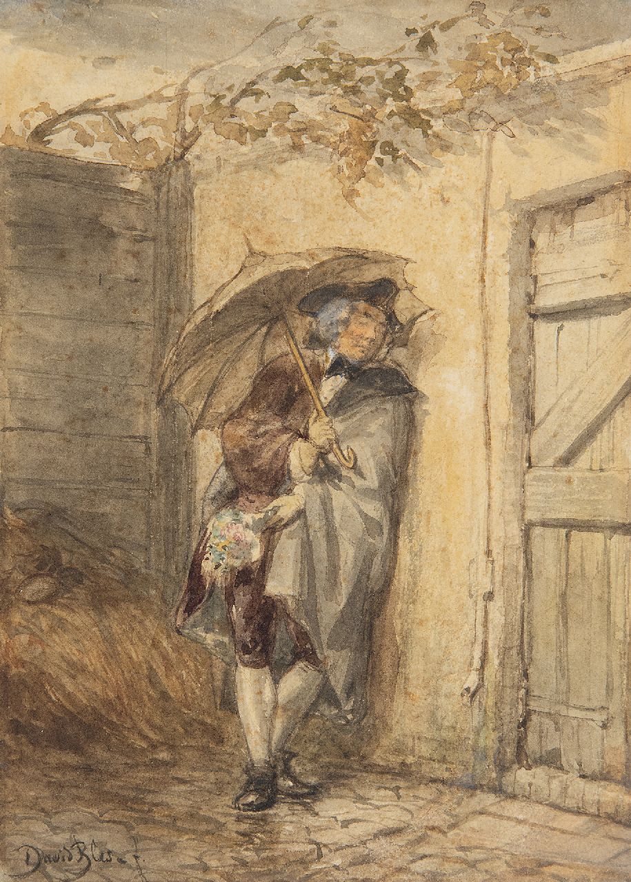 Bles D.J.  | David Joseph Bles | Aquarellen en tekeningen te koop aangeboden | 't Rendez-vous, inkt en aquarel op papier 18,0 x 12,8 cm, gesigneerd linksonder en te dateren ca. 1856