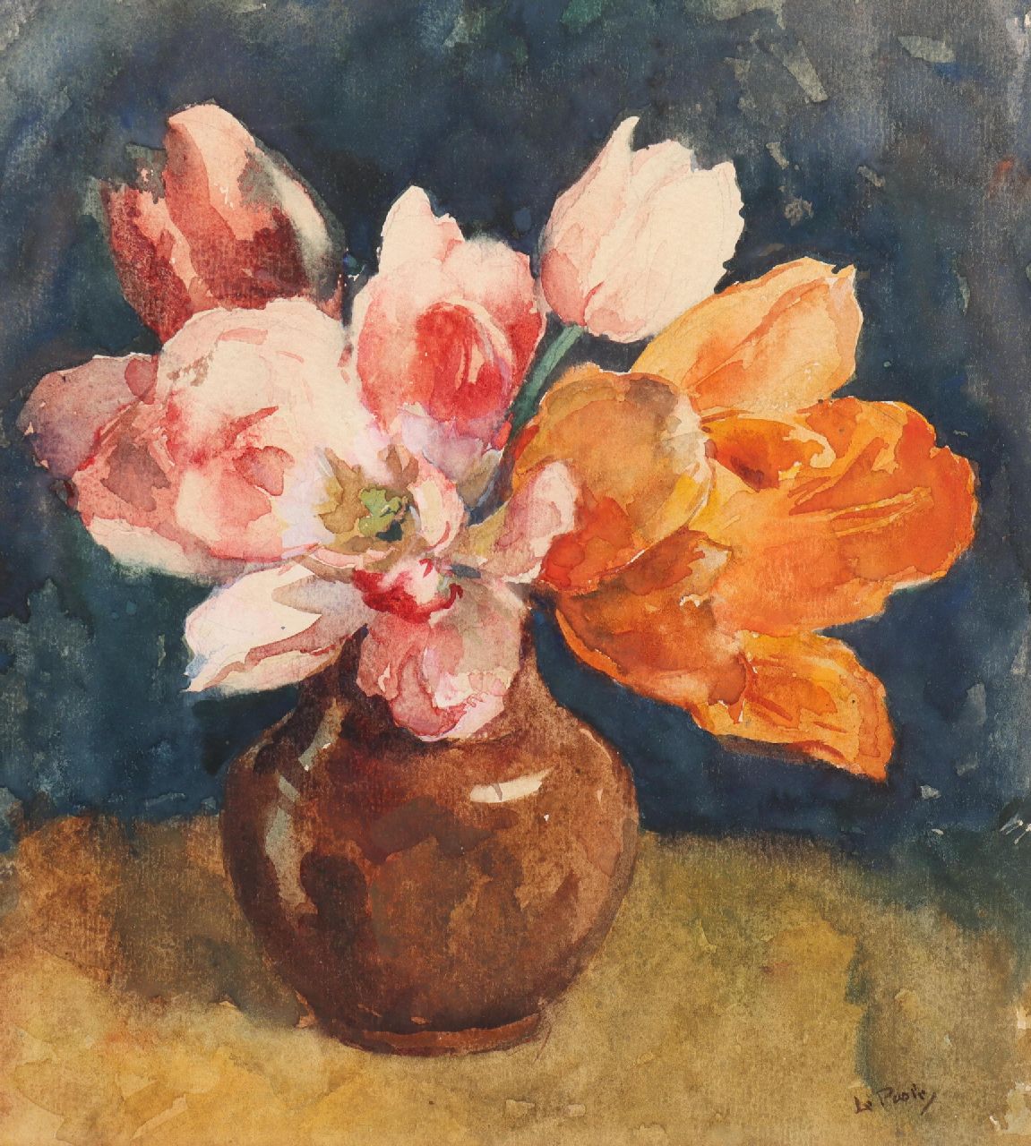 Poole S. le | Samuel 'Sam' le Poole, Tulpen, aquarel op papier 28,8 x 26,2 cm, gesigneerd rechtsonder Poole S. le | Samuel 'Sam' le Poole, Tulpen, aquarel op papier 28,8 x 26,2 cm, gesigneerd rechtsonder