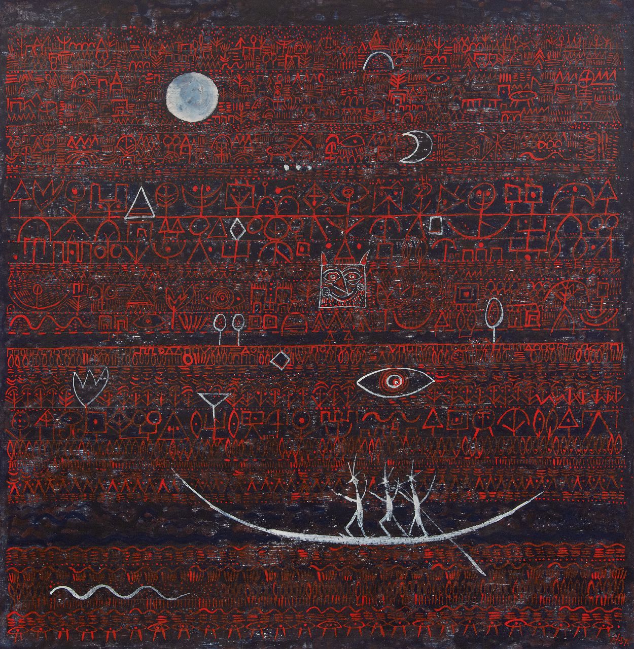 Strupler H.R. | Hans Rudolf Strupler, Zonder titel, gemengde techniek op board 75,1 x 72,9 cm, gesigneerd rechtsonder met initialen Strupler H.R. | Hans Rudolf Strupler, Zonder titel, gemengde techniek op board 75,1 x 72,9 cm, gesigneerd rechtsonder met initialen
