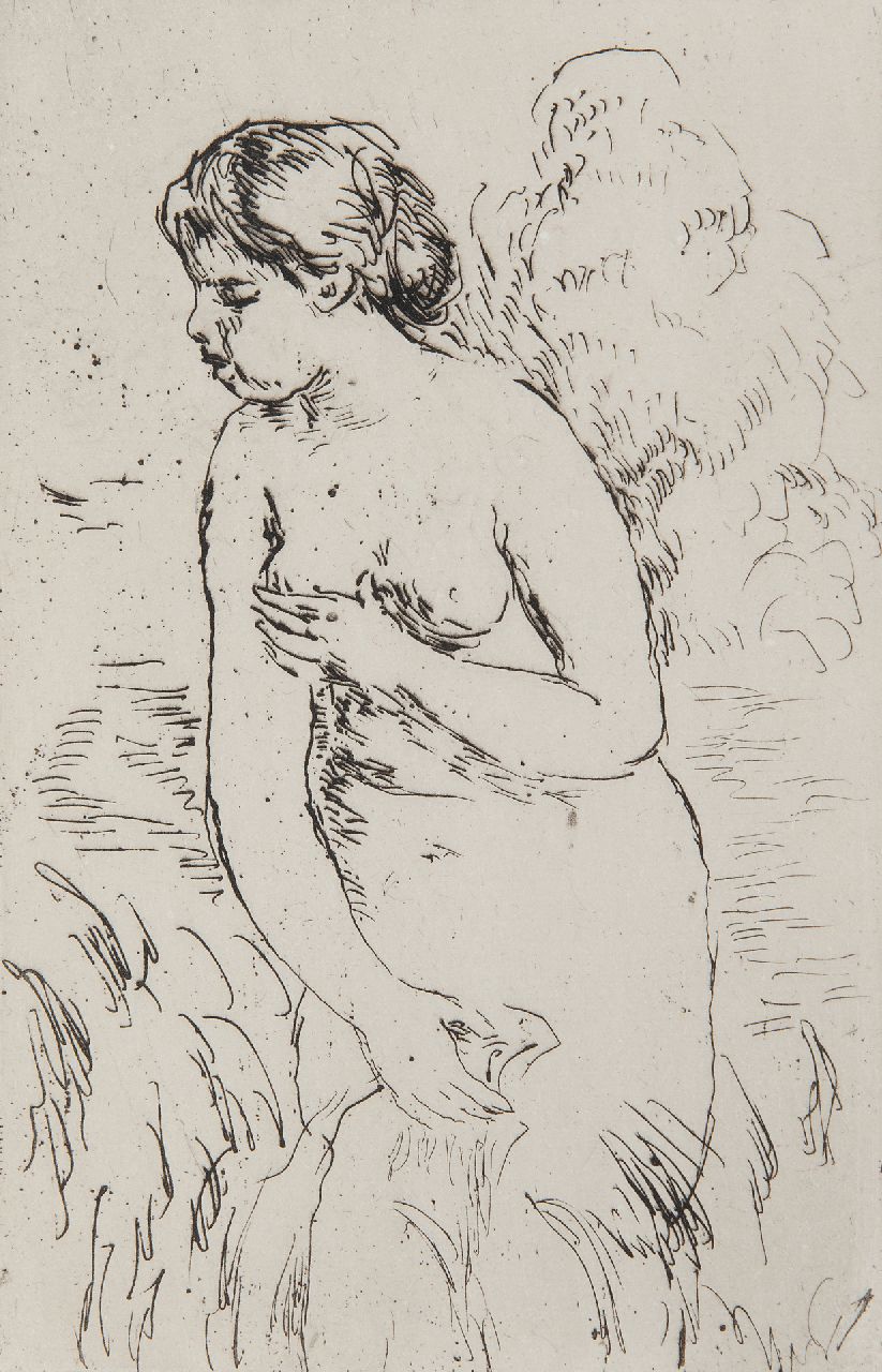 Auguste Renoir | Baigneuse debout à mi-jambes, ets, 16,7 x 11,2 cm, te dateren ca. 1910