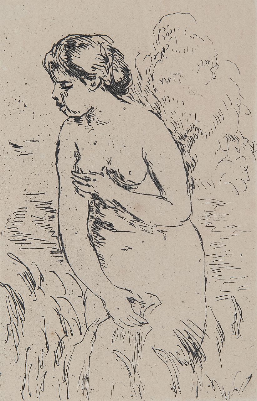 Renoir P.A.  | Pierre 'Auguste' Renoir | Grafiek te koop aangeboden | Baigneuse debout à mi-jambes, ets 16,6 x 11,1 cm, te dateren ca. 1910