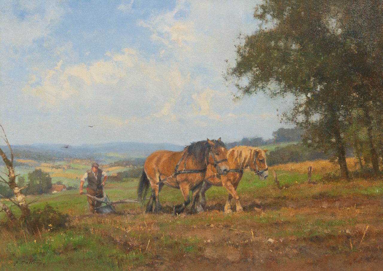 Holtrup J. | Jan Holtrup | Schilderijen te koop aangeboden | Ploegende boer bij Groesbeek, olieverf op doek 50,1 x 69,9 cm, gesigneerd linksonder Holtrup J. | Jan Holtrup | Schilderijen te koop aangeboden | Ploegende boer bij Groesbeek, olieverf op doek 50,1 x 69,9 cm, gesigneerd linksonder