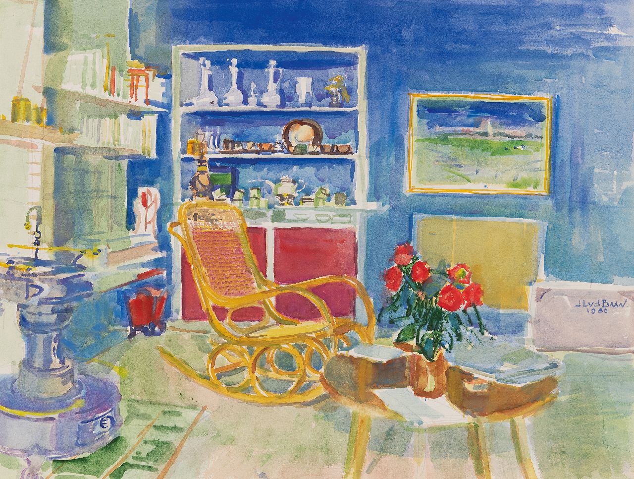 Jan van der Baan | Interieur, aquarel op papier, 47,0 x 62,5 cm, gesigneerd m.r. en gedateerd 1980