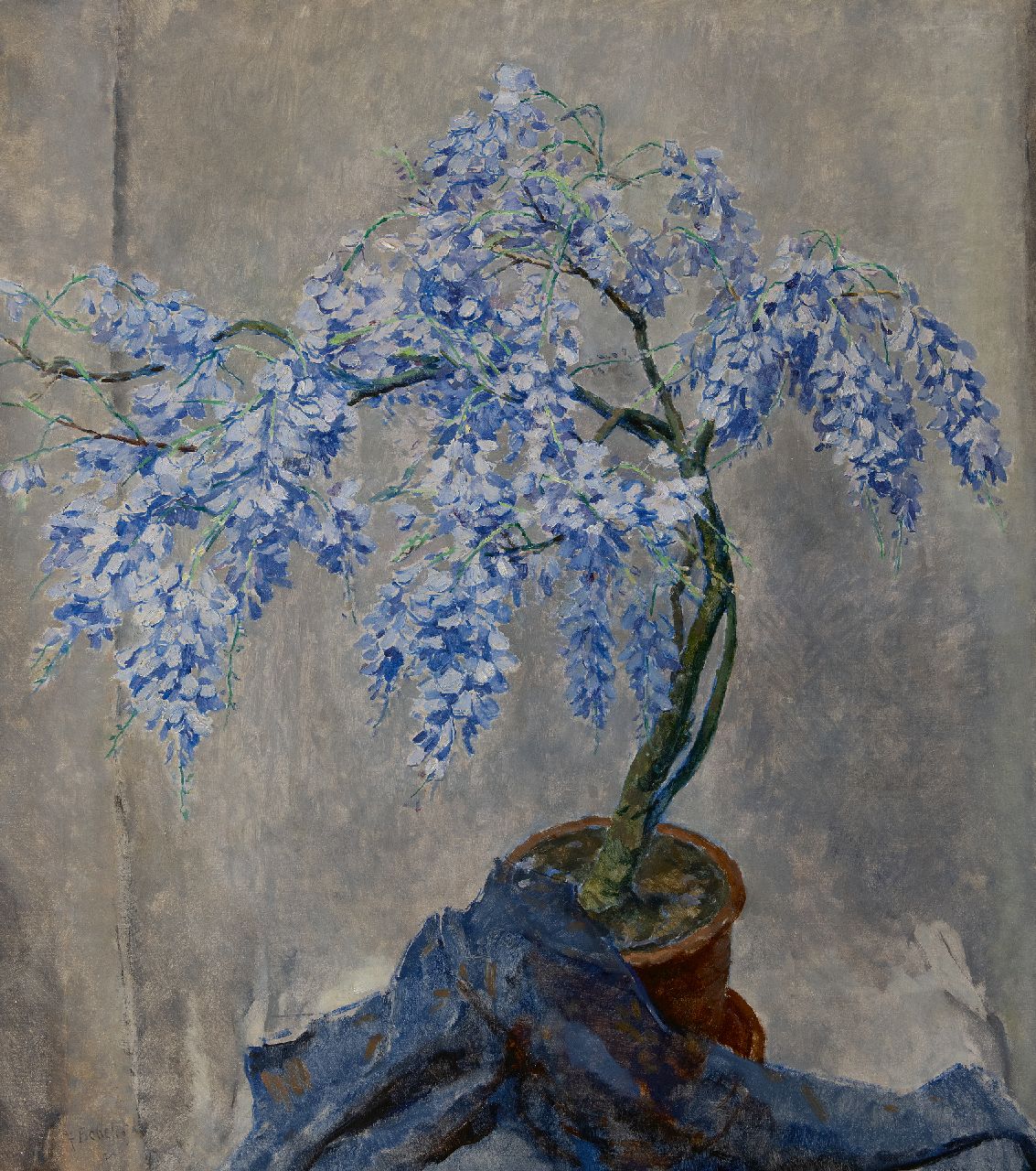 Bobeldijk F.  | Felicien Bobeldijk, Blauwe regen, olieverf op doek 100,3 x 90,3 cm, gesigneerd linksonder en verso op etiket