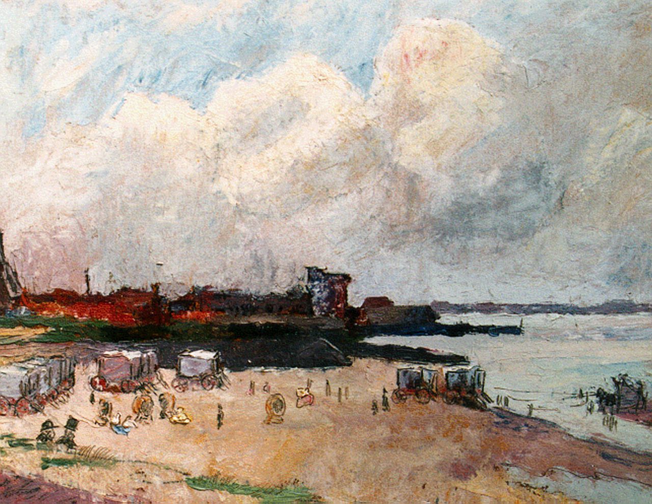 Toorop J.Th.  | Johannes Theodorus 'Jan' Toorop, Gezicht op badstrand Vlissingen vanaf de Nolledijk, olieverf op paneel 20,7 x 22,7 cm, gesigneerd rechtsonder