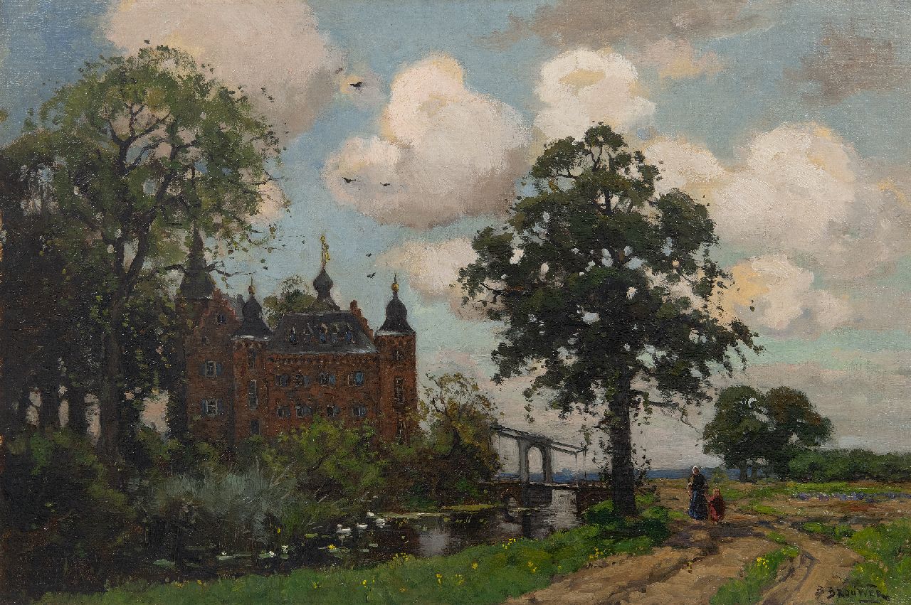 Brouwer B.J.  | Berend Jan 'Barend' Brouwer | Schilderijen te koop aangeboden | Kasteel in landschap, olieverf op doek 40,6 x 60,6 cm, gesigneerd rechtsonder