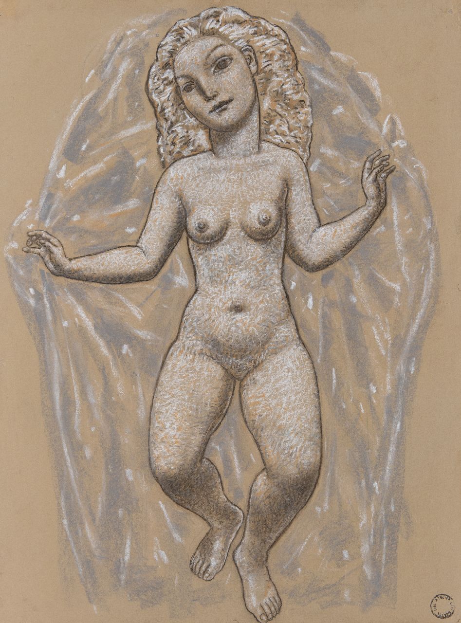 Gestel L.  | Leendert 'Leo' Gestel | Aquarellen en tekeningen te koop aangeboden | Danseres, potlood en krijt op papier 65,0 x 48,8 cm