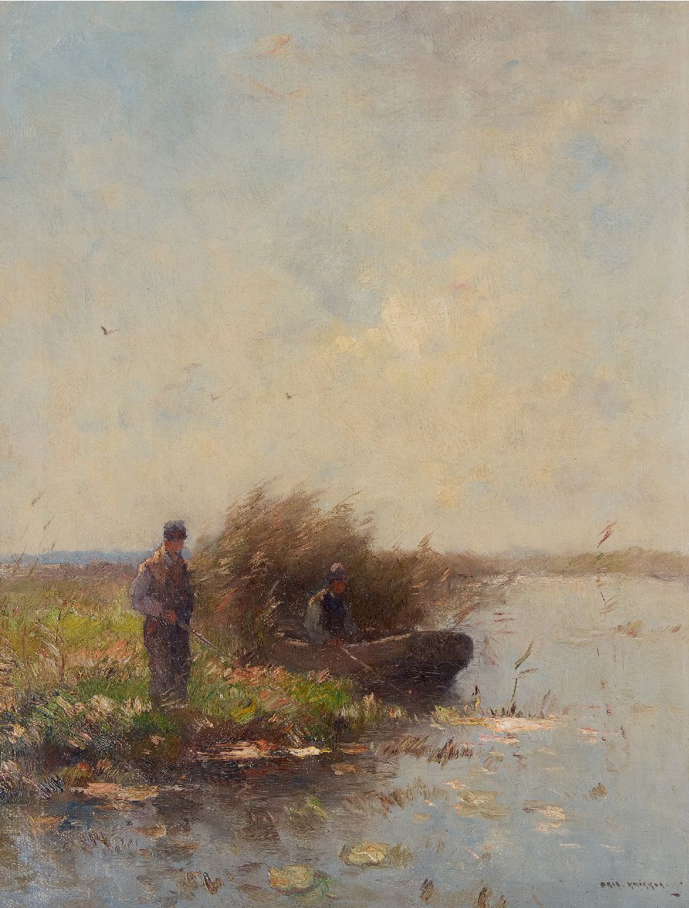 Knikker A. | Aris Knikker | Schilderijen te koop aangeboden | Vissers aan de waterkant, olieverf op doek 65,2 x 49,5 cm, gesigneerd rechtsonder Knikker A. | Aris Knikker | Schilderijen te koop aangeboden | Vissers aan de waterkant, olieverf op doek 65,2 x 49,5 cm, gesigneerd rechtsonder