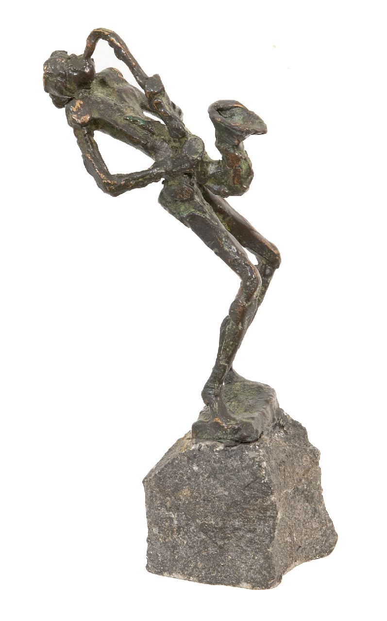 Bakker W.F. | Willem Frederik 'Jits' Bakker | Beelden en objecten te koop aangeboden | Saxofonist, brons 23,5 x 6,8 cm, gesigneerd op de basis Bakker W.F. | Willem Frederik 'Jits' Bakker | Beelden en objecten te koop aangeboden | Saxofonist, brons 23,5 x 6,8 cm, gesigneerd op de basis