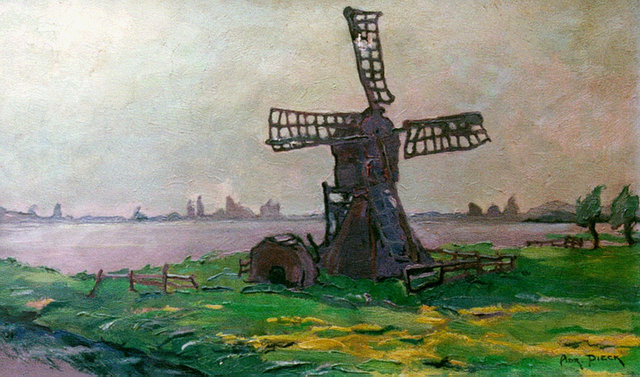 Pieck A.J.  | Adriana Jacoba 'Adri' Pieck, Vochtige zomerdag aan de Loosdrechtse Plassen, olieverf op doek 30,4 x 50,2 cm, gesigneerd rechtsonder