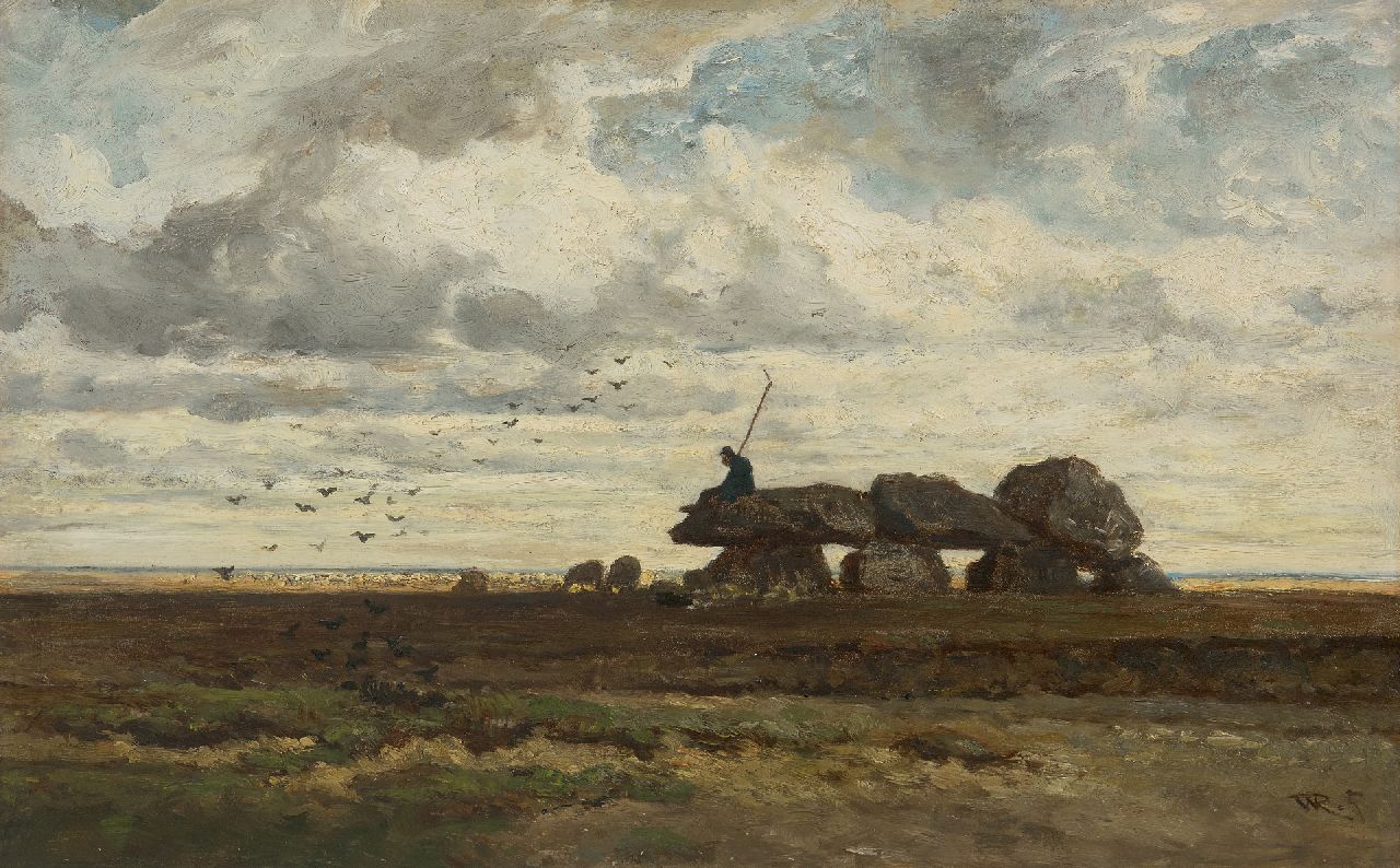 Roelofs W. | Willem Roelofs, Het hunebed bij Tynaarlo, Drenthe, olieverf op paneel 28,9 x 46,2 cm, gesigneerd rechtsonder met initialen en te dateren ca. 1863-1870 Roelofs W. | Willem Roelofs, Het hunebed bij Tynaarlo, Drenthe, olieverf op paneel 28,9 x 46,2 cm, gesigneerd rechtsonder met initialen en te dateren ca. 1863-1870