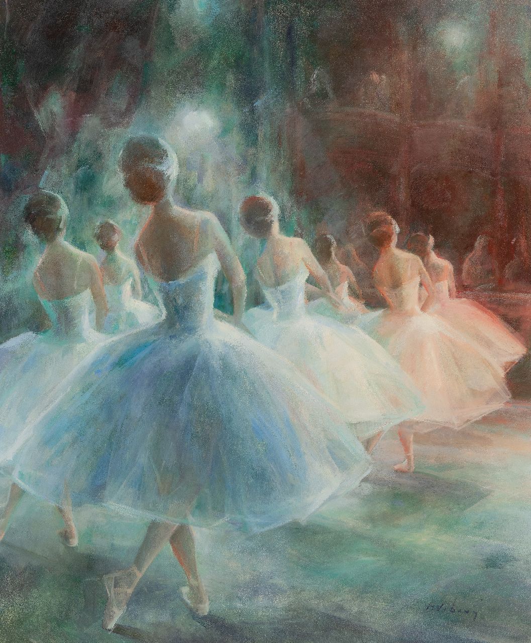 Miroslava Vrbová-Štefková | Ballerina's op het toneel, olieverf op board, 72,4 x 60,1 cm, gesigneerd r.o. Miroslava Vrbová-Štefková | Ballerina's op het toneel, olieverf op board, 72,4 x 60,1 cm, gesigneerd r.o.