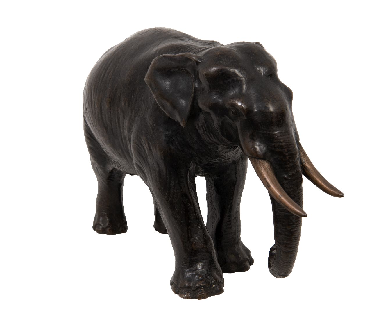 Duitse School, 19 eeuw   | Duitse School, 19 eeuw, Staande olifant, brons 16,0 cm