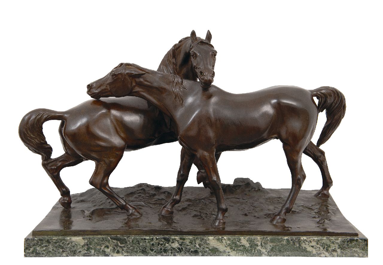 Mène P.J. | Pierre Jules Mène, Twee paarden (postuum gegoten), brons 35,0 x 52,0 cm Mène P.J. | Pierre Jules Mène, Twee paarden (postuum gegoten), brons 35,0 x 52,0 cm