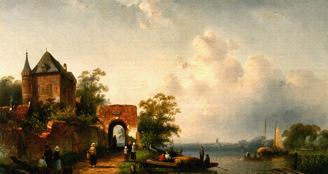 Leickert C.H.J. | 'Charles' Henri Joseph Leickert, Zomers rivierlandschap, olieverf op paneel 24,7 x 40,0 cm, gesigneerd rechtsonder en gedateerd 1864 Leickert C.H.J. | 'Charles' Henri Joseph Leickert, Zomers rivierlandschap, olieverf op paneel 24,7 x 40,0 cm, gesigneerd rechtsonder en gedateerd 1864