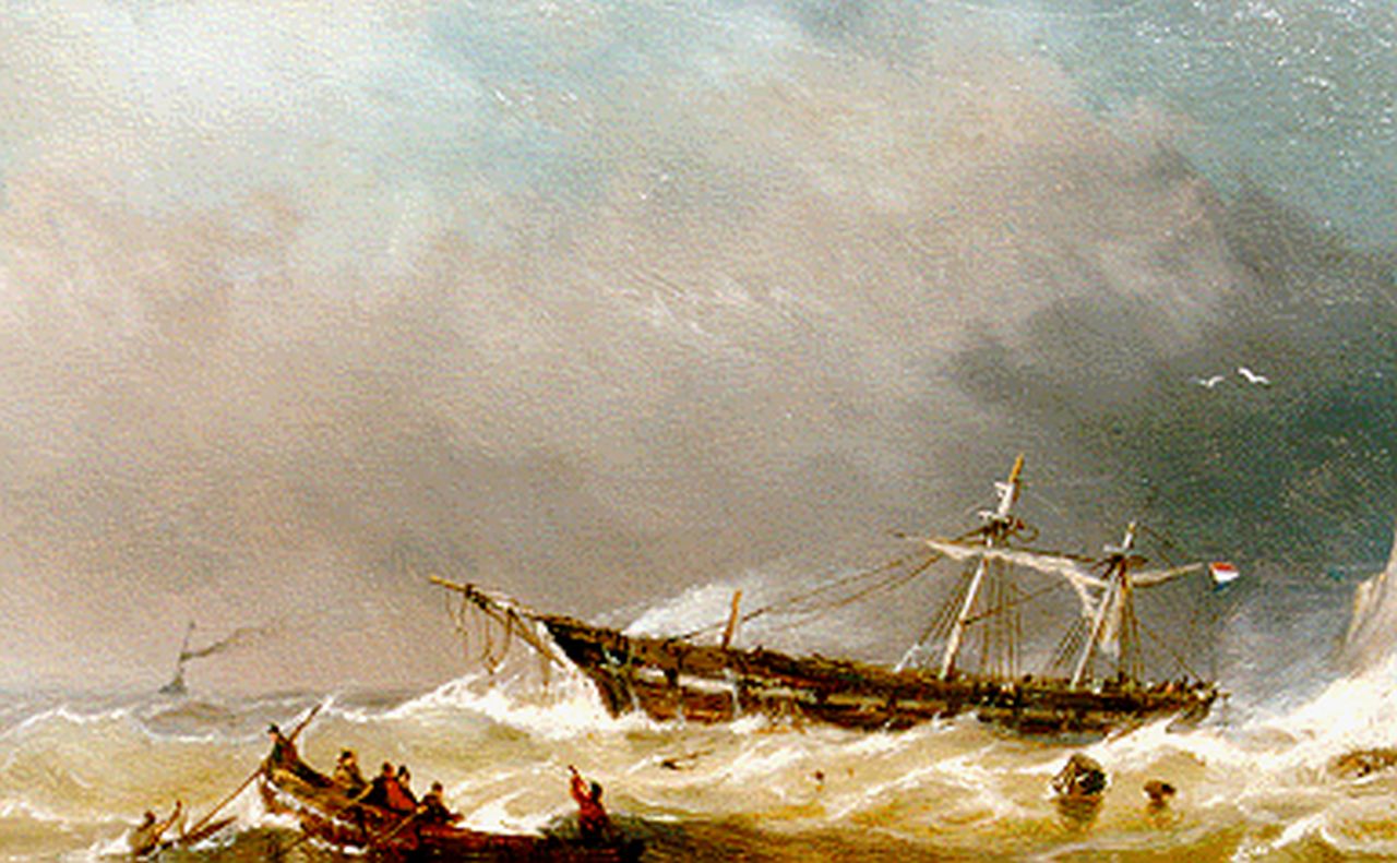 Schiedges P.P. | Petrus Paulus Schiedges, Schipbreuk bij zwaar weer, olieverf op paneel 15,3 x 20,0 cm, gesigneerd rechtsonder en gedateerd '59 Schiedges P.P. | Petrus Paulus Schiedges, Schipbreuk bij zwaar weer, olieverf op paneel 15,3 x 20,0 cm, gesigneerd rechtsonder en gedateerd '59
