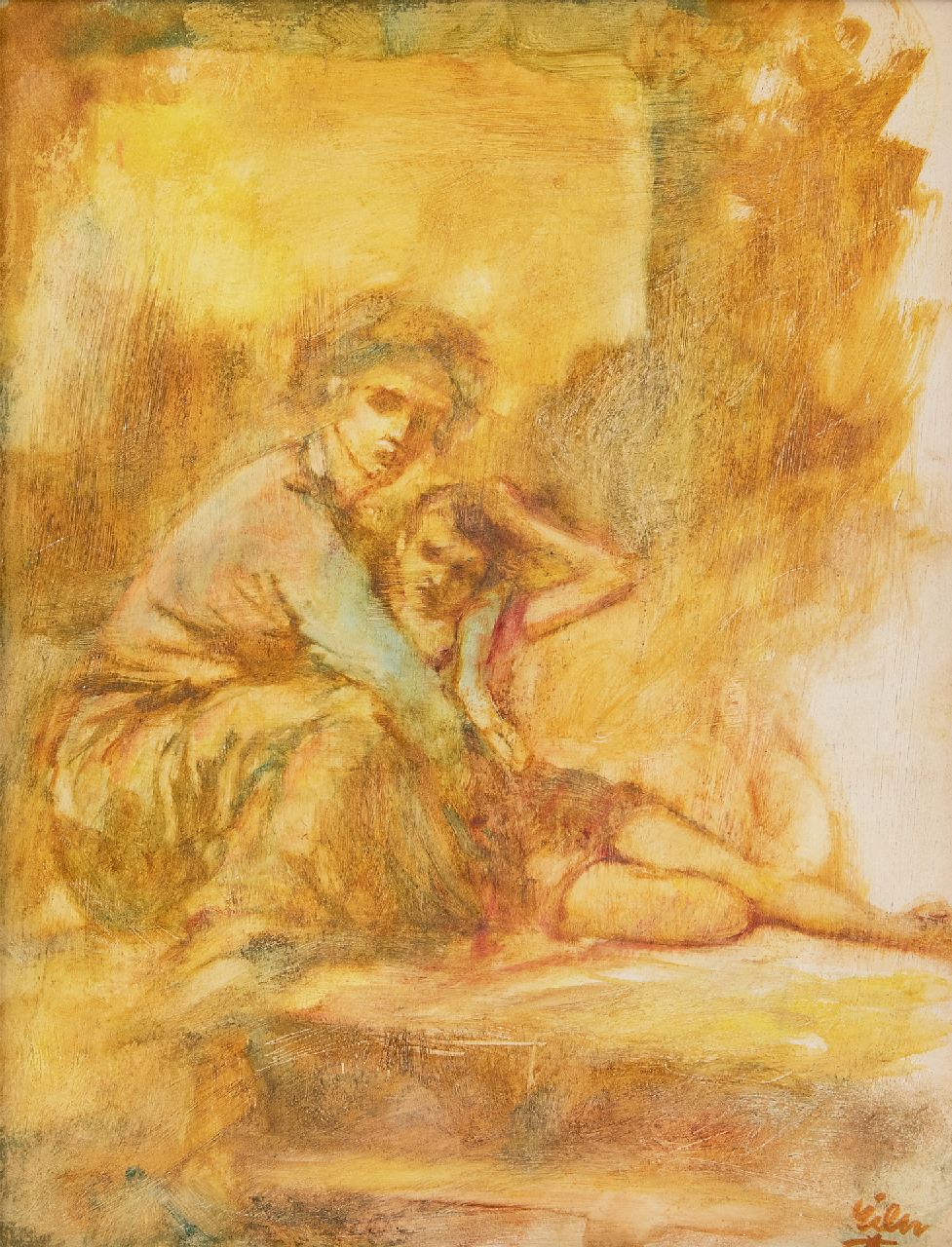 Poortvliet R.  | Rien Poortvliet, Hagar en Ismaël, aquarel op papier 35,2 x 27,7 cm, gesigneerd rechtsonder