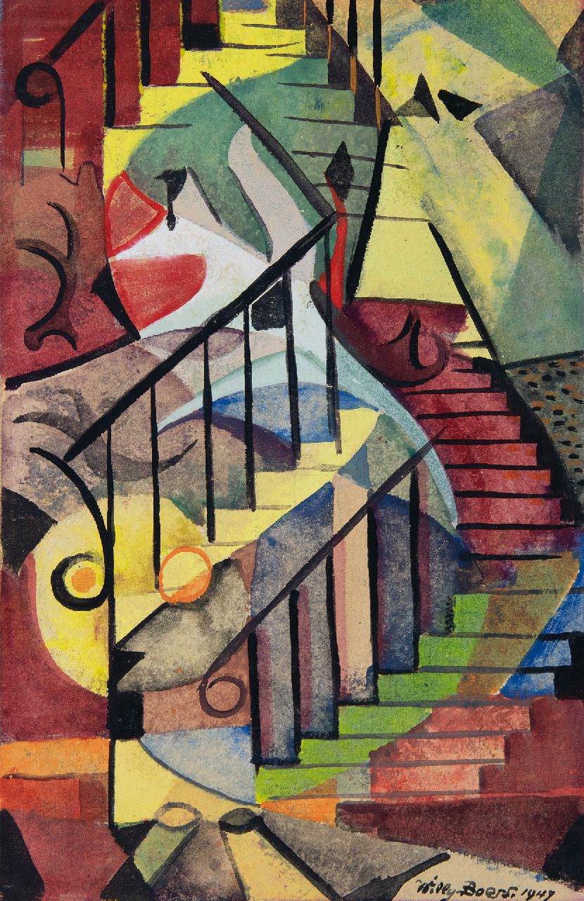Boers W.H.F.  | 'Willy' Herman Friederich Boers, Droomhuis, gouache op papier 41,8 x 29,5 cm, gesigneerd rechtsonder en gedateerd 1947