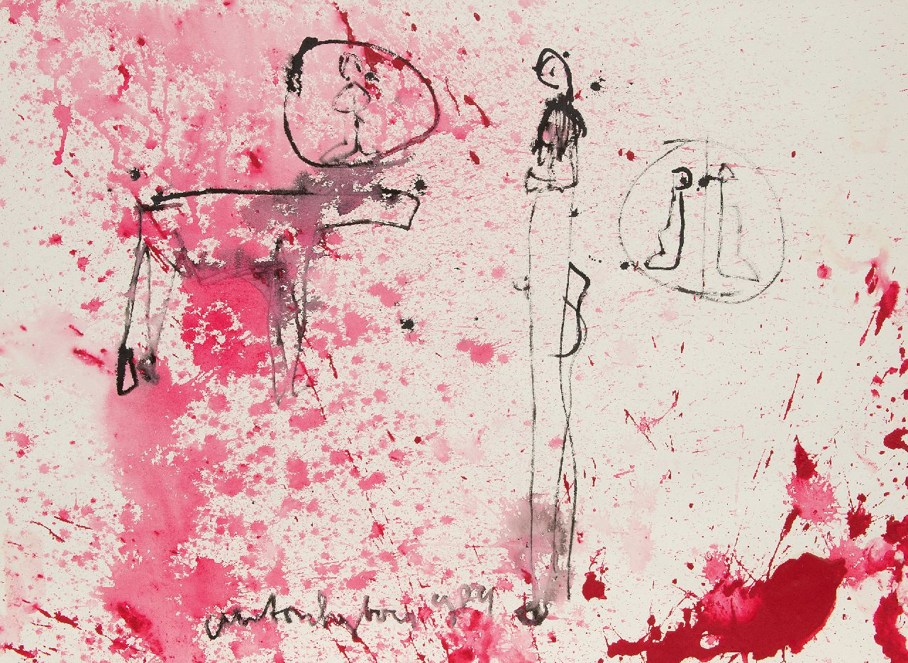 Heyboer A.  | Anton Heyboer | Aquarellen en tekeningen te koop aangeboden | Zonder titel, inkt en aquarel op papier 78,5 x 107,5 cm, gesigneerd middenonder en gedateerd 1984, zonder lijst