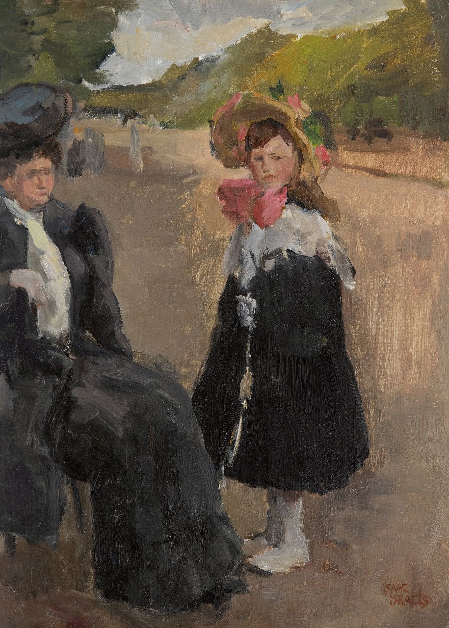 Israels I.L.  | 'Isaac' Lazarus Israels, Sari Cohen en haar dochter Eida op de Champs-Elysées, Parijs, olieverf op doek 46,3 x 33,5 cm, gesigneerd rechtsonder en te dateren ca. 1914
