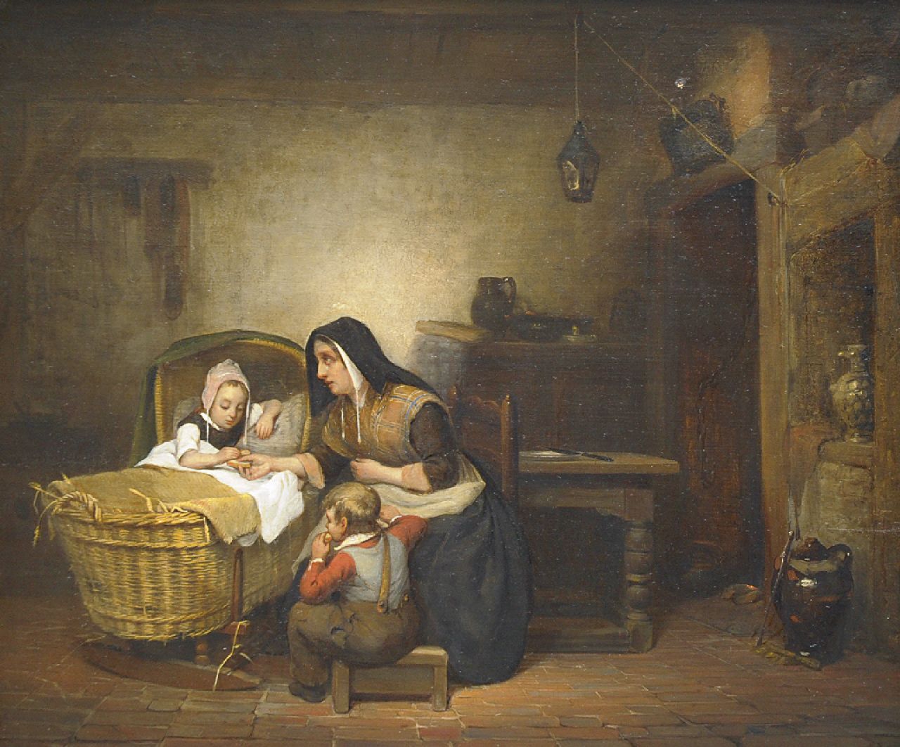Schmidt W.H.  | Willem Hendrik Schmidt | Schilderijen te koop aangeboden | De laatste bete broods, olieverf op paneel 35,8 x 42,1 cm